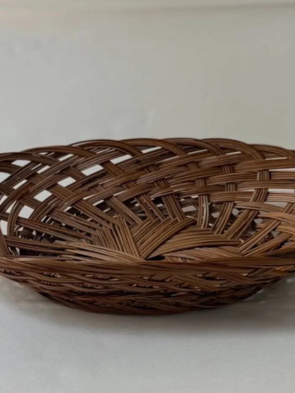 Set of Three 1970s Hand-Woven Rattan Baskets